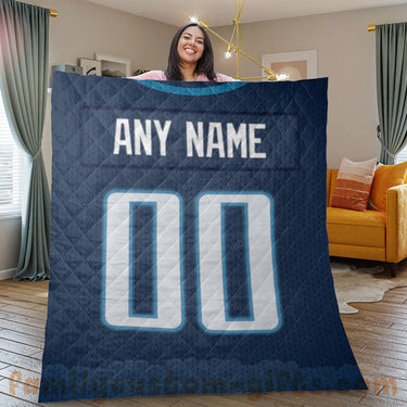 Custom Premium Quilt Blanket Tennessee Jersey American Football Personalized Quilt Gifts for Her & Him